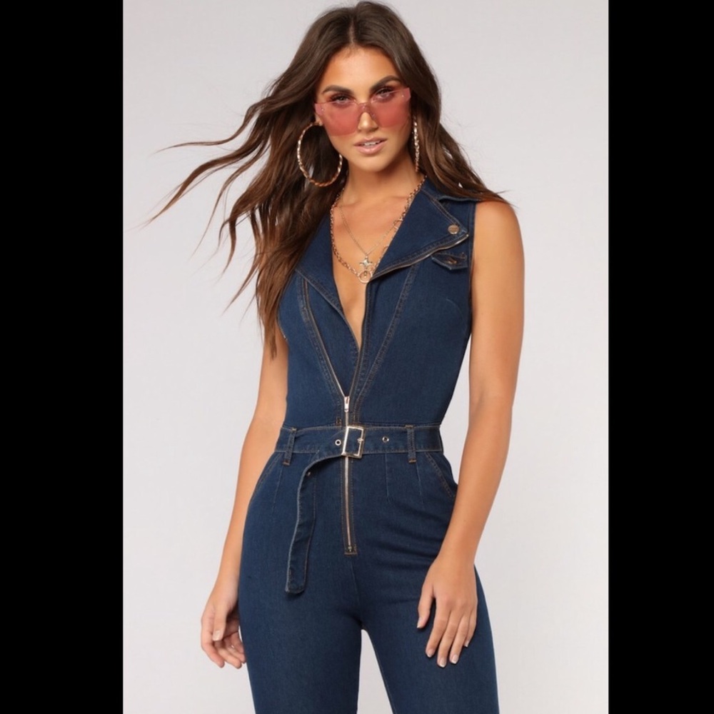 Fashion Nova Denim Jumpsuit XS NWT